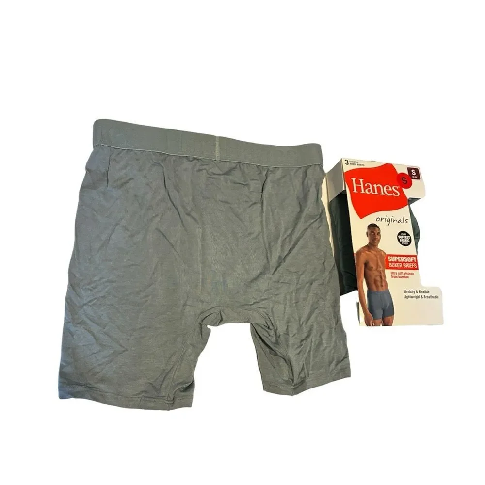 Hanes 2 pack Men's Supersoft Boxer Briefs gray green size Small bamboo New